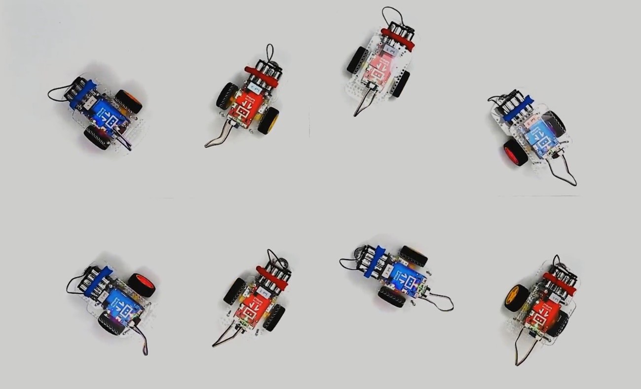 The robots used in the experiment to observe phase transitions.