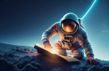 Image of future astronaut discovering ancient records