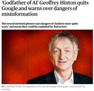 The Guardian news story of Geoffrey Hinton resignation