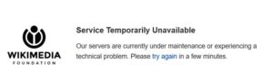 Wikipedia outage message