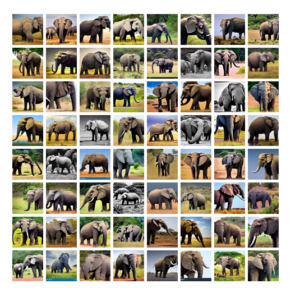 Images of AI-generated elephants