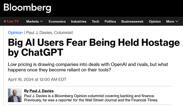 Bloomberg headline on OpenAI